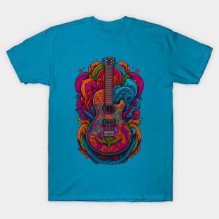 Retro Psychedelic Guitar T-Shirt